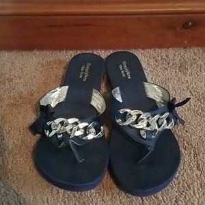 Navy flip flops